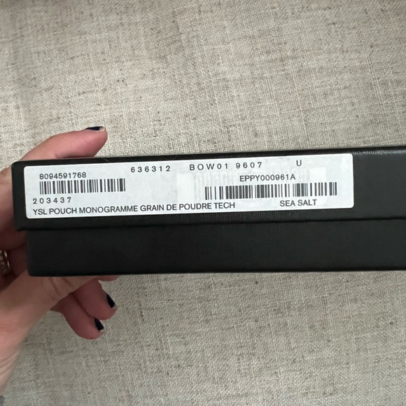 Authentic YSL Pouch Monogram Bill Pouch in Grain de Poudre- Sea Salt, NWT - Picture 5 of 6